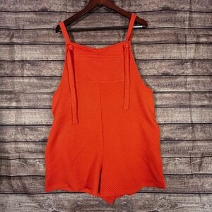 See and Be Seen Orange Textured Tie Strap Romper Shortalls Size M P7173